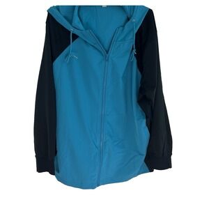 Woman Within 26/28 2X Black Blue Windbreaker Rain Jacket Everyday Work‎ Walking